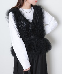 Riberry | チュールベスト×長袖TシャツSET(ベスト)