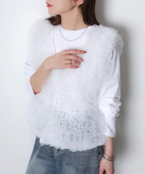 Riberry(リベリー)の「チュールベスト×長袖TシャツSET(ベスト・レディース・ブラック/ホワイト/ブラック×ホワイト・FREE)」の19枚目の写真