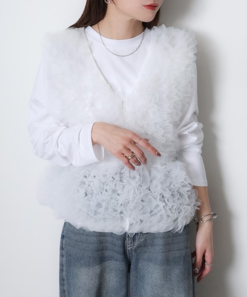 Riberry(リベリー)の「チュールベスト×長袖TシャツSET(ベスト・レディース・ブラック/ホワイト/ブラック×ホワイト・FREE)」の18枚目の写真