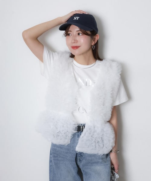 Riberry(リベリー)の「チュールベスト×長袖TシャツSET(ベスト・レディース・ブラック/ホワイト/ブラック×ホワイト・FREE)」の5枚目の写真