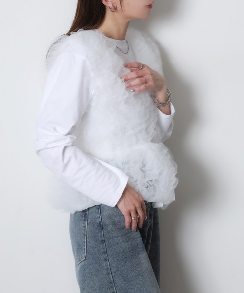 Riberry(リベリー)の「チュールベスト×長袖TシャツSET(ベスト・レディース・ブラック/ホワイト/ブラック×ホワイト・FREE)」の20枚目の写真