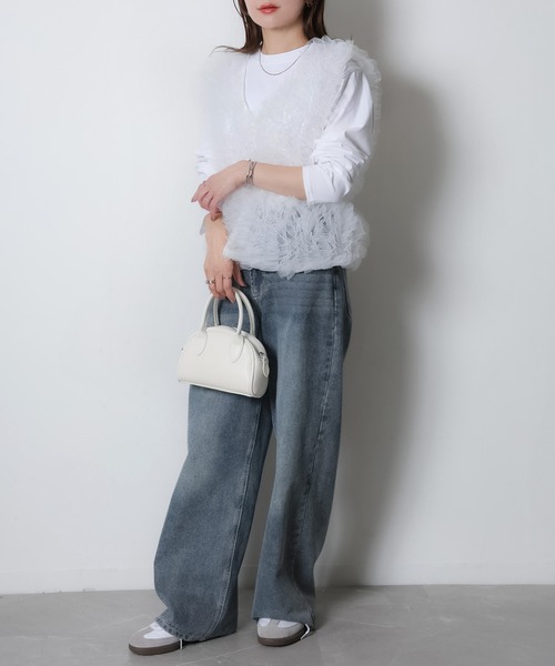 Riberry(リベリー)の「チュールベスト×長袖TシャツSET(ベスト・レディース・ブラック/ホワイト/ブラック×ホワイト・FREE)」の16枚目の写真