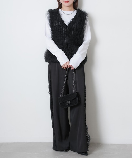 Riberry(リベリー)の「チュールベスト×長袖TシャツSET(ベスト・レディース・ブラック/ホワイト/ブラック×ホワイト・FREE)」の22枚目の写真