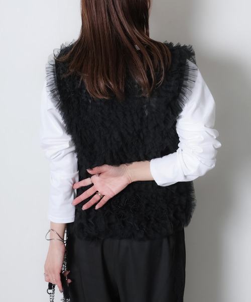 Riberry(リベリー)の「チュールベスト×長袖TシャツSET(ベスト・レディース・ブラック/ホワイト/ブラック×ホワイト・FREE)」の22枚目の写真