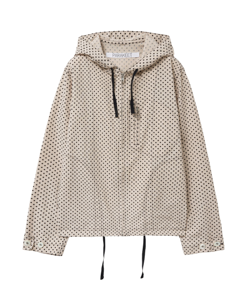 PARAKEET（パラキート）の「ドットフードパーカー ジップアップシャツジャケット (ベージュ)（ナイロンジャケット・レディース・ベージュ・FREE）」の5枚目の写真