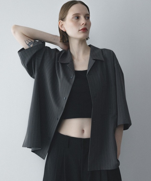 remer(リメール)の「ルーズベーシックシャツ〈ストライプ〉 / loose basic shirt - stripe(シャツ/ブラウス・メンズ・チャコールグレー/グレー・LARGE/X-SMALL/MEDIUM/SMALL)」の10枚目の写真