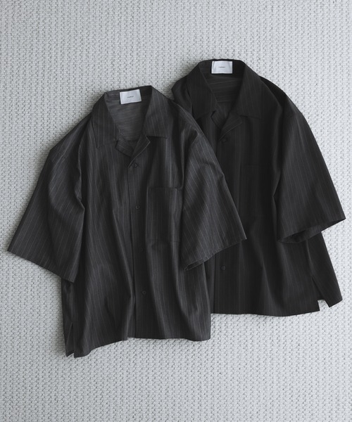 remer(リメール)の「ルーズベーシックシャツ〈ストライプ〉 / loose basic shirt - stripe(シャツ/ブラウス・メンズ・チャコールグレー/グレー・LARGE/X-SMALL/MEDIUM/SMALL)」の3枚目の写真