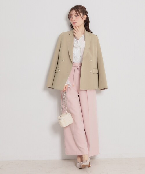 couture brooch（クチュールブローチ）の「【洗える・ハレの日・通勤】パール調ボタン テーラードジャケット（テーラードジャケット・レディース・ベージュ/ライトベージュ/ネイビー・38/36/42/40）」の9枚目の写真