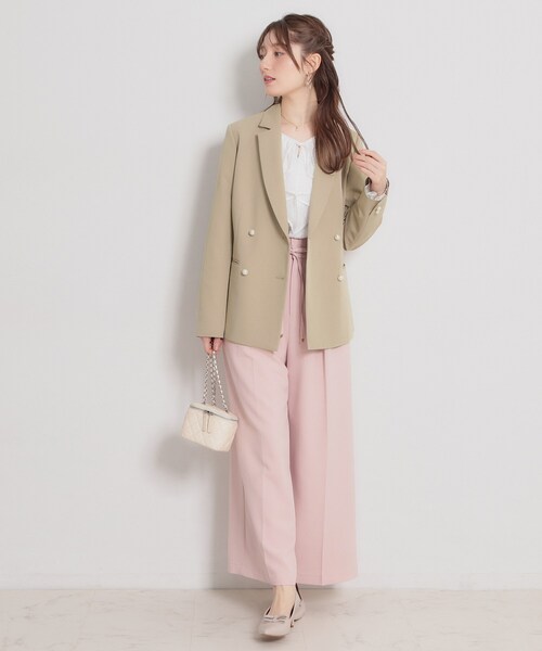 couture brooch（クチュールブローチ）の「【洗える・ハレの日・通勤】パール調ボタン テーラードジャケット（テーラードジャケット・レディース・ベージュ/ライトベージュ/ネイビー・38/36/42/40）」の10枚目の写真