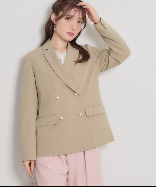 couture brooch（クチュールブローチ）の「【洗える・ハレの日・通勤】パール調ボタン テーラードジャケット（テーラードジャケット・レディース・ベージュ/ライトベージュ/ネイビー・38/36/42/40）」の11枚目の写真