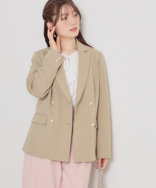 couture brooch（クチュールブローチ）の「【洗える・ハレの日・通勤】パール調ボタン テーラードジャケット（テーラードジャケット・レディース・ベージュ/ライトベージュ/ネイビー・38/36/42/40）」の13枚目の写真
