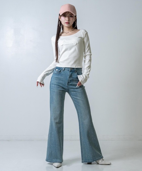 ANAP（アナップ）の「ワッペンロゴ リブトップス（Tシャツ/カットソー・レディース・オフホワイト/ダークグレー/ピンク・F）」の8枚目の写真