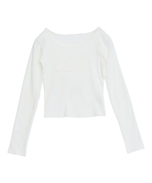 ANAP（アナップ）の「ワッペンロゴ リブトップス（Tシャツ/カットソー・レディース・オフホワイト/ダークグレー/ピンク・F）」の9枚目の写真