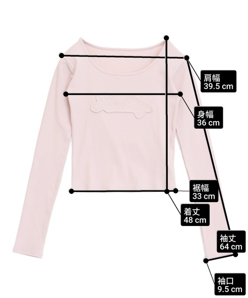 ANAP（アナップ）の「ワッペンロゴ リブトップス（Tシャツ/カットソー・レディース・オフホワイト/ダークグレー/ピンク・F）」の13枚目の写真