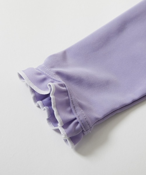 devirock（デビロック）の「UVカット ラグラン メロウフリル ガールズラッシュガード（ラッシュガード・キッズ・イエロー系/パープル系/ホワイト/サックスブルー/ライラック・160cm/150cm/140cm/130cm/120cm/110cm/100cm）」の14枚目の写真