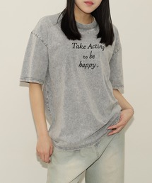 A.N.L ヴィンテージライク ピグメント加工半袖ロゴTシャツ