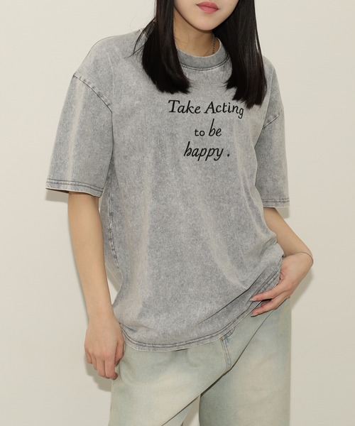A.N.L(エーエヌエル レーベル)の「A.N.L ヴィンテージライク ピグメント加工半袖ロゴTシャツ(Tシャツ/カットソー・レディース・ブラック/グリーン/グレー・38)」の2枚目の写真
