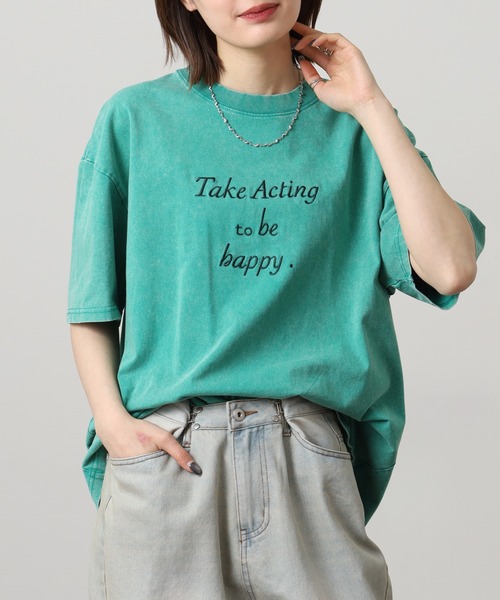 A.N.L(エーエヌエル レーベル)の「A.N.L ヴィンテージライク ピグメント加工半袖ロゴTシャツ(Tシャツ/カットソー・レディース・ブラック/グリーン/グレー・38)」の3枚目の写真