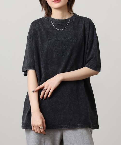 A.N.L(エーエヌエル レーベル)の「A.N.L ヴィンテージライク ピグメント加工半袖ロゴTシャツ(Tシャツ/カットソー・レディース・ブラック/グリーン/グレー・38)」の5枚目の写真