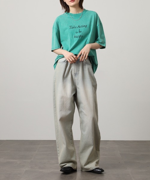 A.N.L(エーエヌエル レーベル)の「A.N.L ヴィンテージライク ピグメント加工半袖ロゴTシャツ(Tシャツ/カットソー・レディース・ブラック/グリーン/グレー・38)」の16枚目の写真