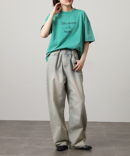 A.N.L(エーエヌエル レーベル)の「A.N.L ヴィンテージライク ピグメント加工半袖ロゴTシャツ(Tシャツ/カットソー・レディース・ブラック/グリーン/グレー・38)」の17枚目の写真