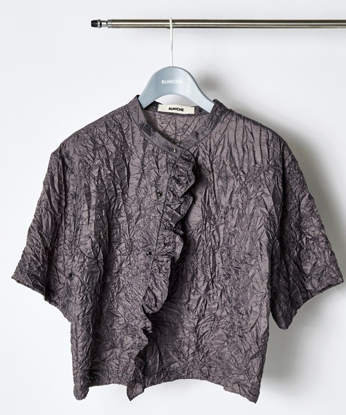 RUMCHE(ラムシェ)の「Catch Washer Cropped Tops / キャッチワッシャークロップドトップス(シャツ/ブラウス・レディース・ベージュ/グレー・FREE)」の20枚目の写真