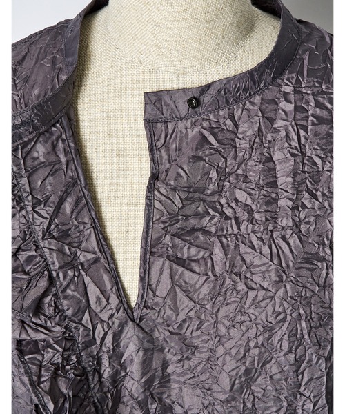 RUMCHE(ラムシェ)の「Catch Washer Cropped Tops / キャッチワッシャークロップドトップス(シャツ/ブラウス・レディース・ベージュ/グレー・FREE)」の13枚目の写真