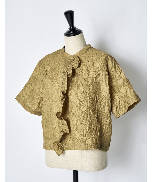 RUMCHE(ラムシェ)の「Catch Washer Cropped Tops / キャッチワッシャークロップドトップス(シャツ/ブラウス・レディース・ベージュ/グレー・FREE)」の9枚目の写真