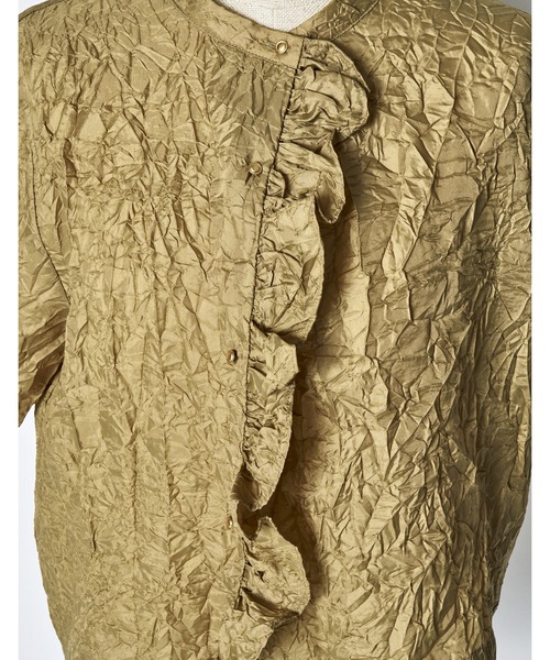 RUMCHE(ラムシェ)の「Catch Washer Cropped Tops / キャッチワッシャークロップドトップス(シャツ/ブラウス・レディース・ベージュ/グレー・FREE)」の6枚目の写真