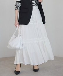 【India Fabric】コットンティアードフレアスカート