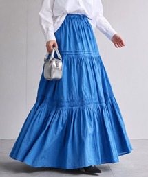 【India Fabric】コットンティアードフレアスカート