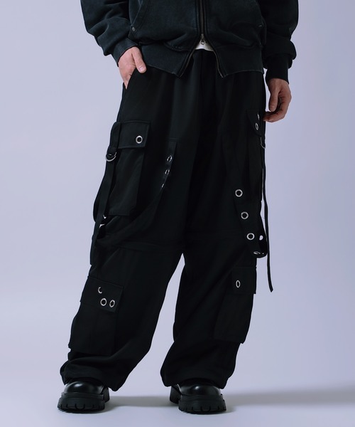 improves（インプローブス）の「アイレット付き 2WAY コンバーチブル カーゴパンツ（その他パンツ・メンズ・ブラック/ホワイト・LARGE）」の2枚目の写真