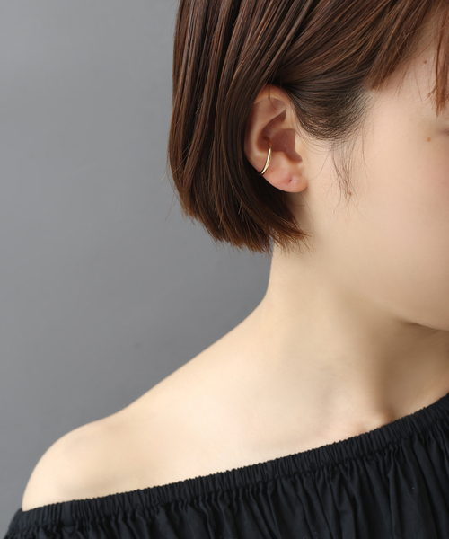 Lilas(リラ)の「2cmサークルパイプイヤーカフ K10(片耳)(イヤーカフ・レディース・ゴールド・FREE)」の1枚目の写真
