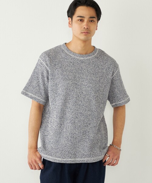 SHIPS Colors(シップス カラーズ)の「SHIPS Colors:ローゲージ カノコ Tシャツ◇(Tシャツ/カットソー・メンズ・ブラック/ライトホワイト/ナチュラル・MEDIUM/LARGE/X-LARGE)」の3枚目の写真
