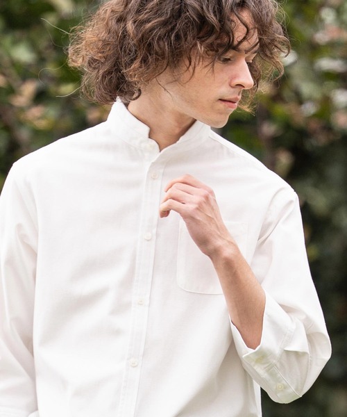 CAMBIO（カンビオ）の「ms6469- ミニスタンドカラー7分袖シャツ(BP-BFS0117)（シャツ/ブラウス・メンズ・ピンク/ベージュ/サックスブルー/オフホワイト・L/M/S）」の6枚目の写真