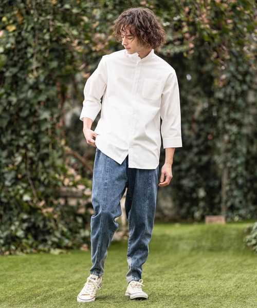 CAMBIO（カンビオ）の「ms6469- ミニスタンドカラー7分袖シャツ(BP-BFS0117)（シャツ/ブラウス・メンズ・ピンク/ベージュ/サックスブルー/オフホワイト・L/M/S）」の8枚目の写真