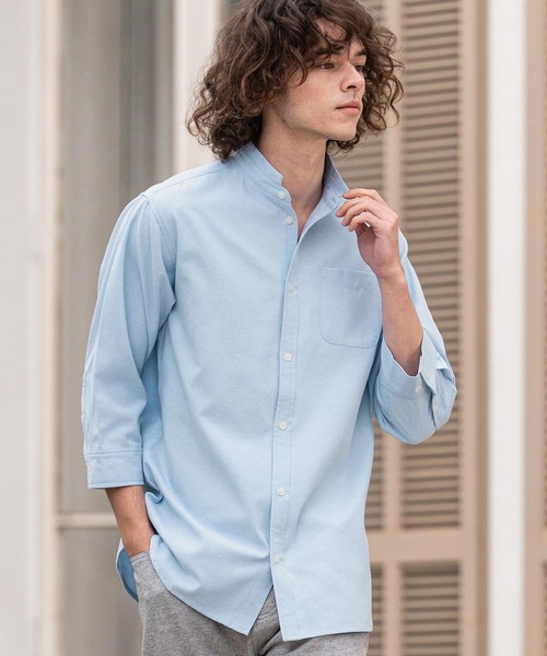 CAMBIO（カンビオ）の「ms6469- ミニスタンドカラー7分袖シャツ(BP-BFS0117)（シャツ/ブラウス・メンズ・ピンク/ベージュ/サックスブルー/オフホワイト・L/M/S）」の10枚目の写真