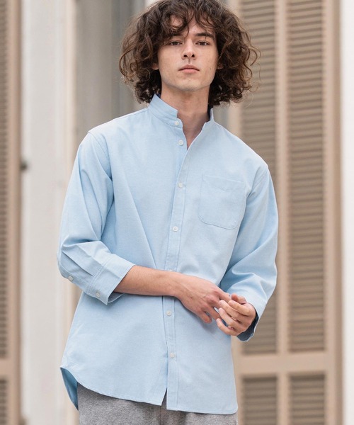 CAMBIO（カンビオ）の「ms6469- ミニスタンドカラー7分袖シャツ(BP-BFS0117)（シャツ/ブラウス・メンズ・ピンク/ベージュ/サックスブルー/オフホワイト・L/M/S）」の12枚目の写真