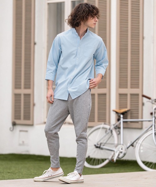 CAMBIO（カンビオ）の「ms6469- ミニスタンドカラー7分袖シャツ(BP-BFS0117)（シャツ/ブラウス・メンズ・ピンク/ベージュ/サックスブルー/オフホワイト・L/M/S）」の13枚目の写真