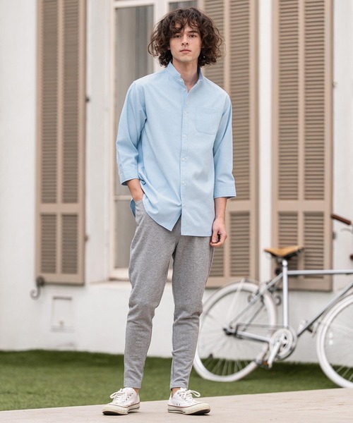 CAMBIO（カンビオ）の「ms6469- ミニスタンドカラー7分袖シャツ(BP-BFS0117)（シャツ/ブラウス・メンズ・ピンク/ベージュ/サックスブルー/オフホワイト・L/M/S）」の14枚目の写真