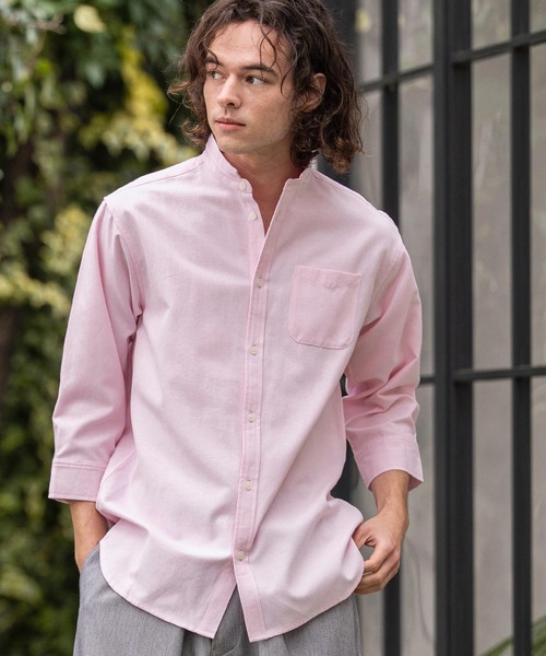 CAMBIO（カンビオ）の「ms6469- ミニスタンドカラー7分袖シャツ(BP-BFS0117)（シャツ/ブラウス・メンズ・ピンク/ベージュ/サックスブルー/オフホワイト・L/M/S）」の15枚目の写真