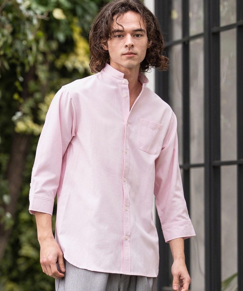 CAMBIO（カンビオ）の「ms6469- ミニスタンドカラー7分袖シャツ(BP-BFS0117)（シャツ/ブラウス・メンズ・ピンク/ベージュ/サックスブルー/オフホワイト・L/M/S）」の17枚目の写真