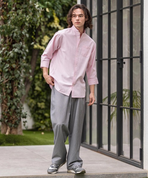 CAMBIO（カンビオ）の「ms6469- ミニスタンドカラー7分袖シャツ(BP-BFS0117)（シャツ/ブラウス・メンズ・ピンク/ベージュ/サックスブルー/オフホワイト・L/M/S）」の18枚目の写真