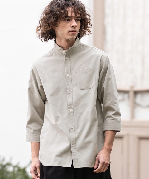 CAMBIO（カンビオ）の「ms6469- ミニスタンドカラー7分袖シャツ(BP-BFS0117)（シャツ/ブラウス・メンズ・ピンク/ベージュ/サックスブルー/オフホワイト・L/M/S）」の20枚目の写真