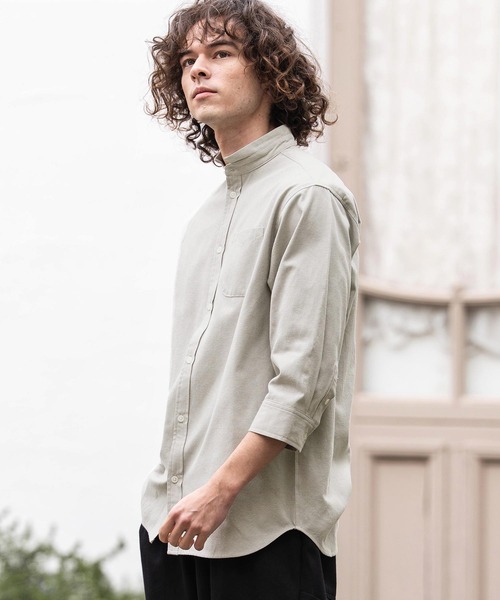 CAMBIO（カンビオ）の「ms6469- ミニスタンドカラー7分袖シャツ(BP-BFS0117)（シャツ/ブラウス・メンズ・ピンク/ベージュ/サックスブルー/オフホワイト・L/M/S）」の21枚目の写真