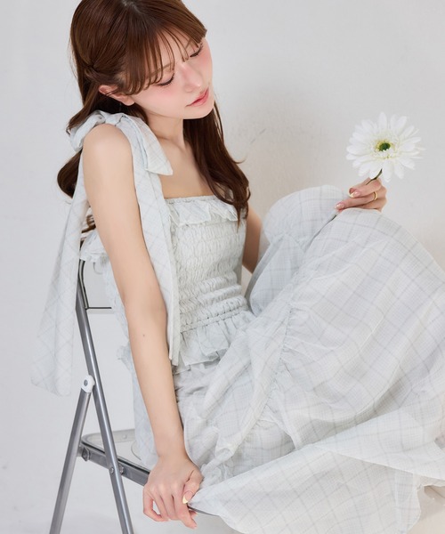 セール】肩リボンティアードキャミワンピース（ワンピース）｜one