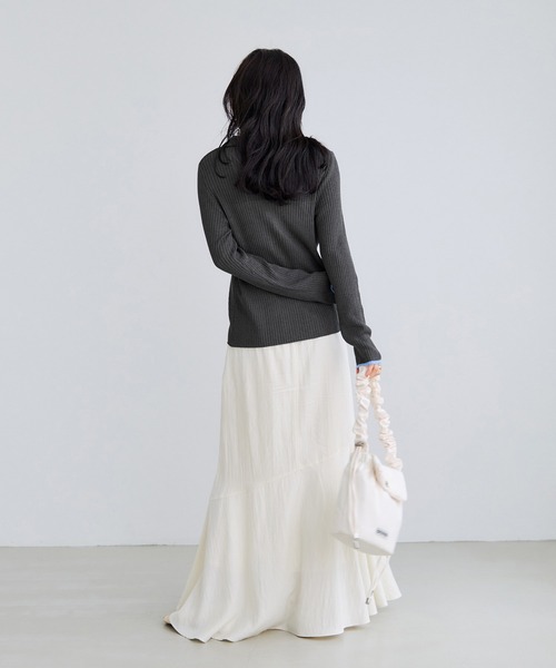 VIS（ビス）の「ポロ襟配色シアーリブカーディガン/イージーケア（カーディガン/ボレロ・レディース・チャコールグレー/ベージュ/ピンク・FREE）」の13枚目の写真