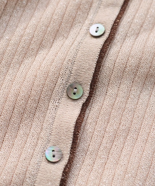 VIS（ビス）の「ポロ襟配色シアーリブカーディガン/イージーケア（カーディガン/ボレロ・レディース・チャコールグレー/ベージュ/ピンク・FREE）」の16枚目の写真