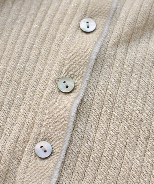 VIS（ビス）の「ポロ襟配色シアーリブカーディガン/イージーケア（カーディガン/ボレロ・レディース・チャコールグレー/ベージュ/ピンク・FREE）」の7枚目の写真