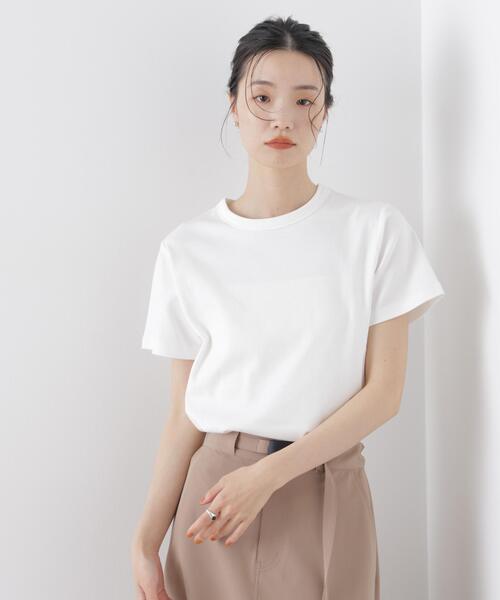 NANO universe(ナノユニバース)の「Repur加工 スムースシルケットクルーネックTシャツ(Tシャツ/カットソー・レディース・ブラック/ベージュ/ホワイト・FREE)」の10枚目の写真